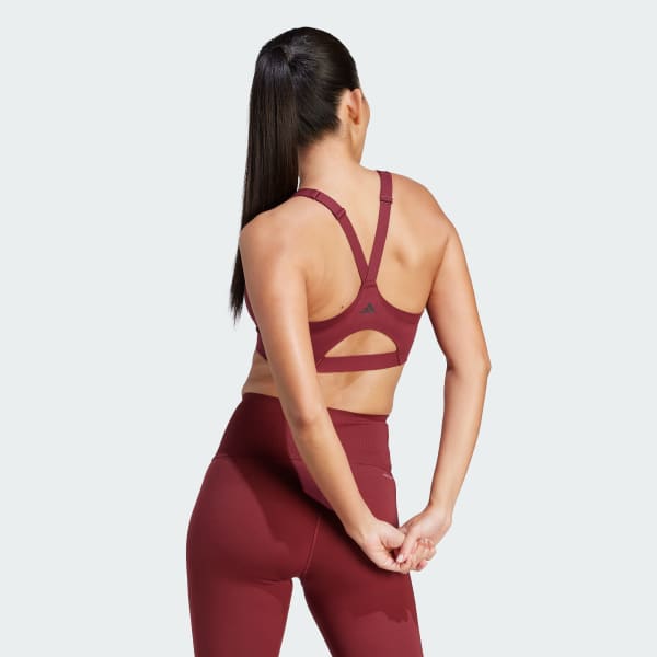 ADIDAS NWT Medium Support Maroon / Aero Ready Sports Bra Size S. C11