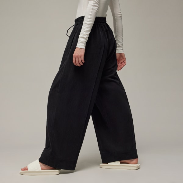 Black Y-3 Crinkle Twill Wide Leg Pants
