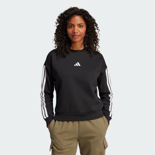 adidas Essentials 3-Stripes Fleece Sweatshirt - Blue | Free