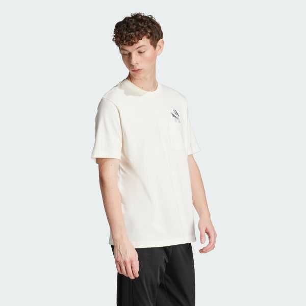 White Lounge Slides Graphic Pocket Tee