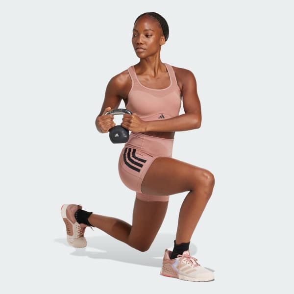Pink Optime 3-Stripes 1/4 Short Leggings