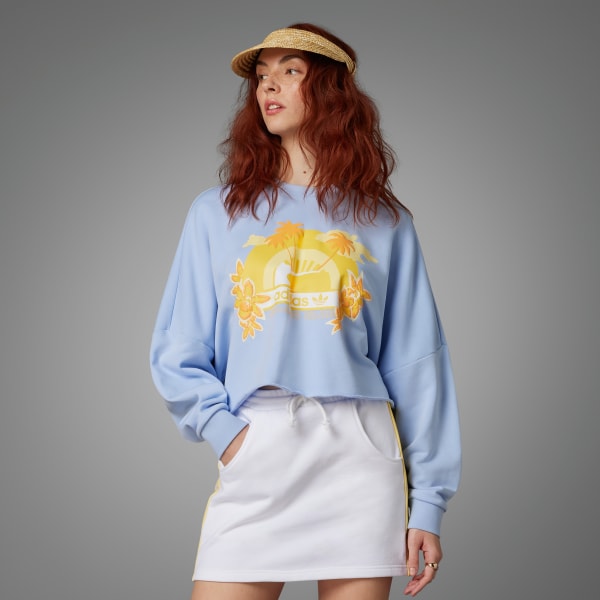 Azul Sudadera Cuello Redondo Graphic