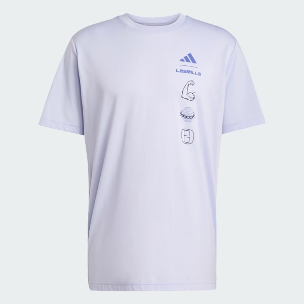 สีม่วง เสื้อยืดพิมพ์ลาย Les Mills Fitter Planet