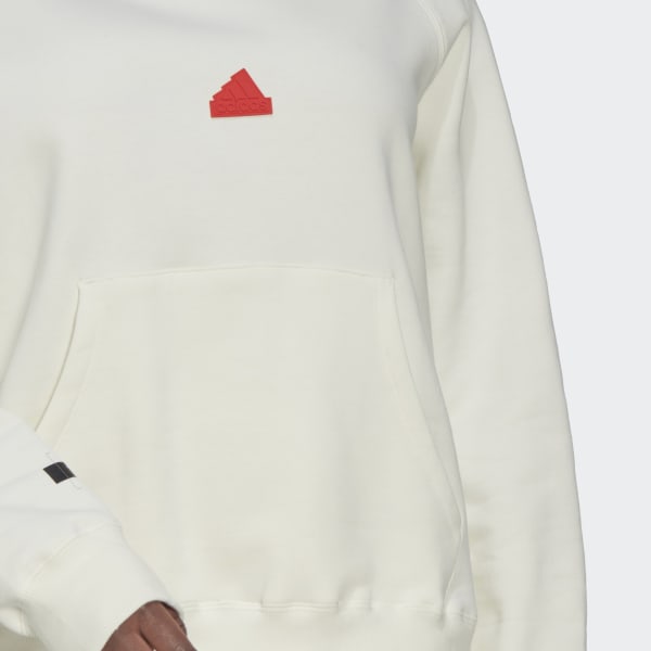 Wit Oversized Sweatshirt met Capuchon (Grote Maat) UG639