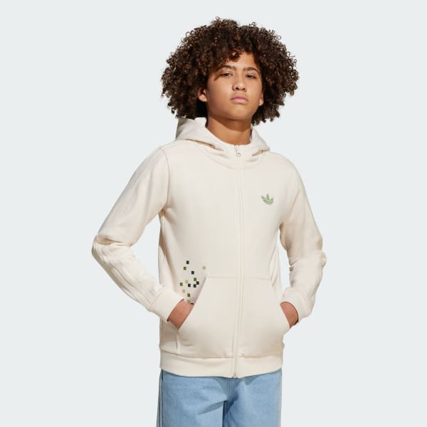 Blanco Sudadera con Gorro adidas Originals x Minecraft Estampada