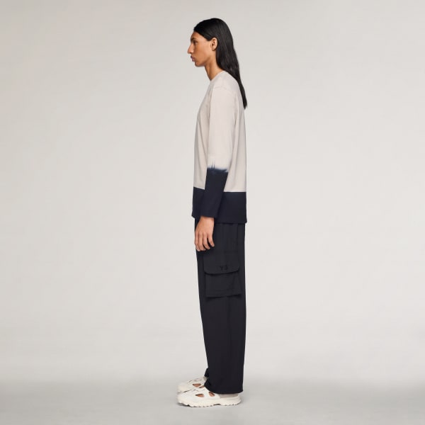 Brown Y-3 DIPPED LONG SLEEVE TEE