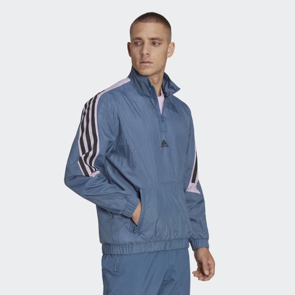 Blau Future Icons 3-Streifen Woven 1/4 Zip Pullover