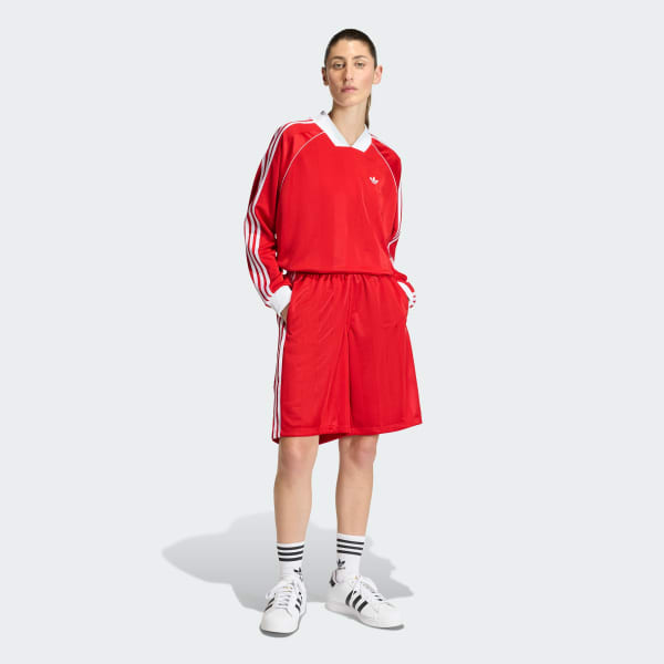 adidas 3-STRIPES JACQUARD LONG SLEEVE TEE - Red | Free Shipping