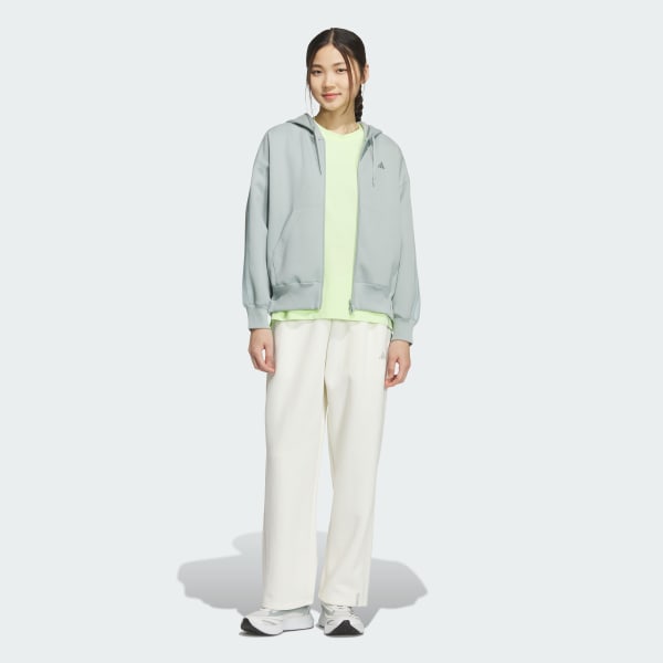 グリーン エッセンシャルズ プラス スリーストライプス スペーサーニット ルーズフィット フルジップ パーカー