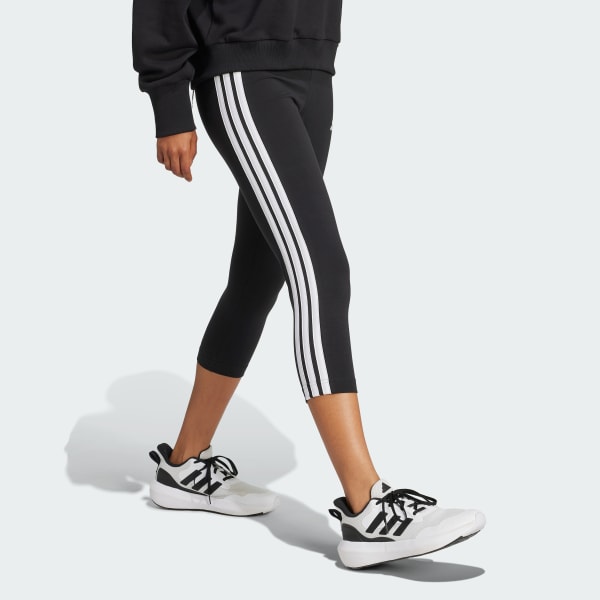 Czerń Legginsy Essentials 3-Stripes 3/4 Length