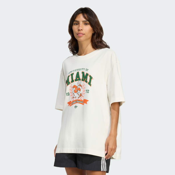 ホワイト アディダス オリジナルス Athletic Dept NCAA マイアミ大学 Tシャツ