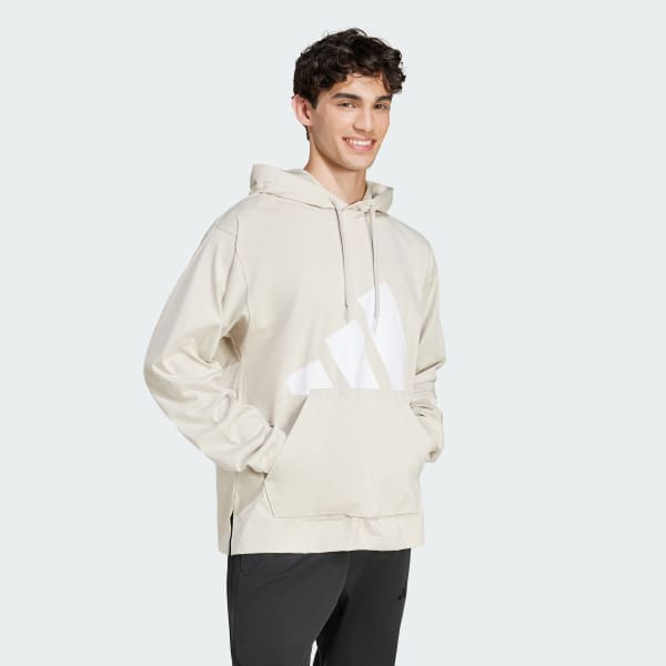 Beige Polerón con Capucha Essentials Logo Grande Tejido Jersey