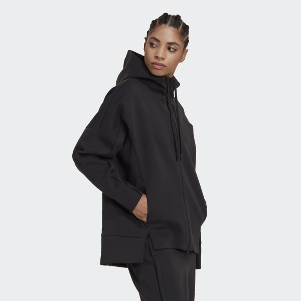 Siyah Mission Victory Loose Fit Full-Zip Kapüşonlu Üst SD278