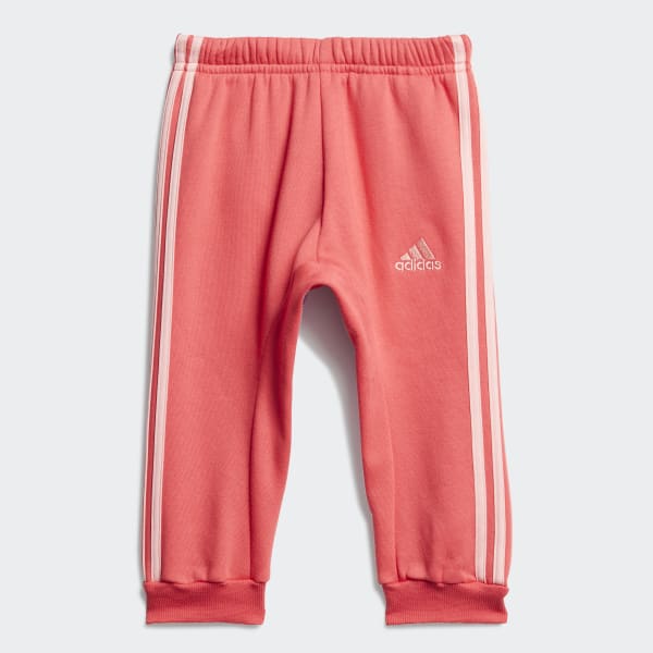 Rosa 3-Streifen Fleece Jogginganzug