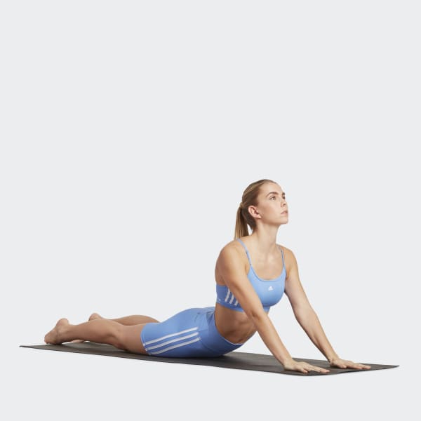 Blue adidas Aeroreact Training Light-Support 3-Stripes Bra