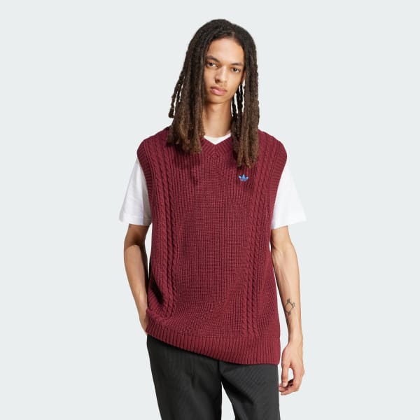 adidas Originals 70s Knitted Vest Burgundy adidas India
