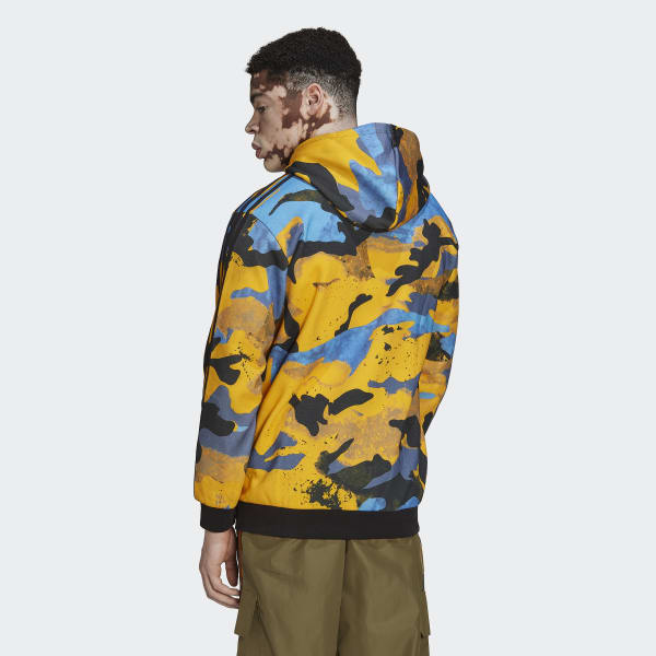 Amarillo Polera con Capucha Camo Series Estampado Integral CJ645
