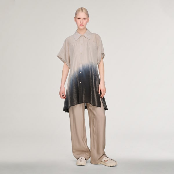 Beige Y-3 SHORT SLEEVE DIP DYE UTILITY OVERSHIRT