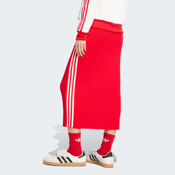 Vermelho Saia Adicolor Malha Três Listras