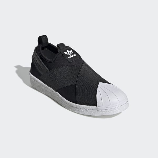 adidas black laceless shoes