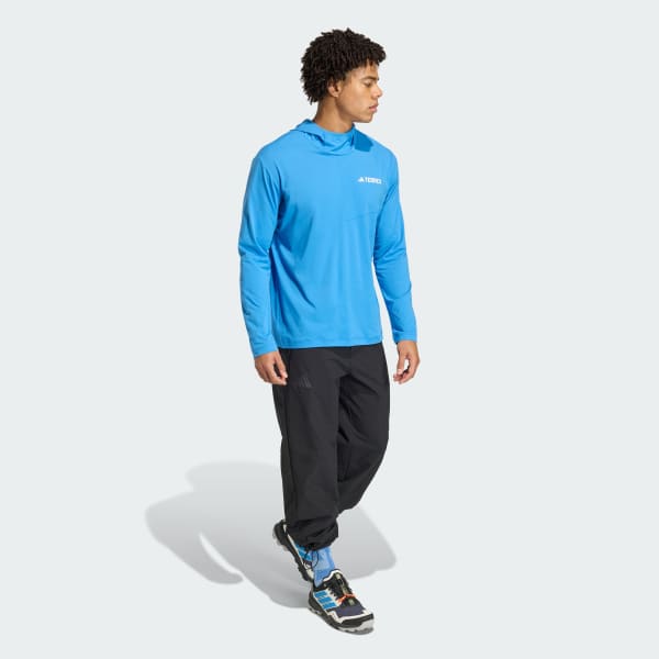 adidas Terrex Multi Climacool Hooded Long Sleeve Top - Blue | Free