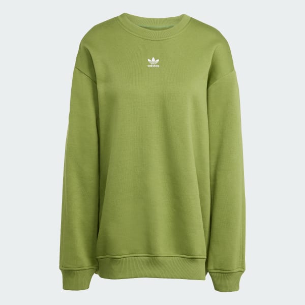 adidas Essentials Fleece Long Oversized Crew Sweatshirt - Green