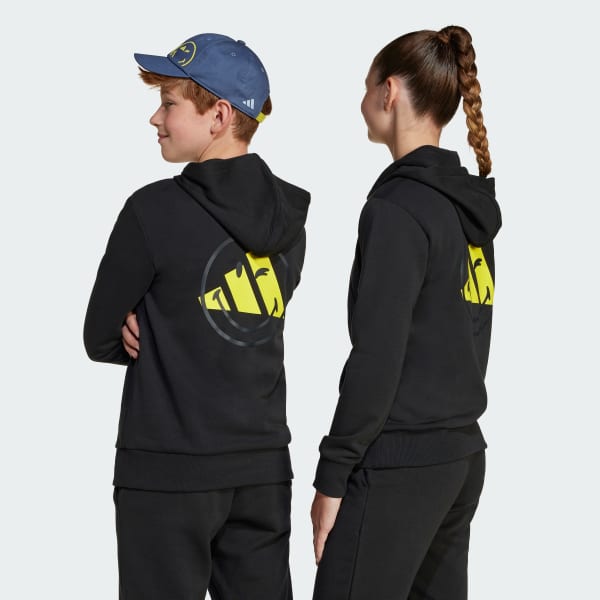Siyah adidas x Smileyworld Kids Kapüşonlu Üst