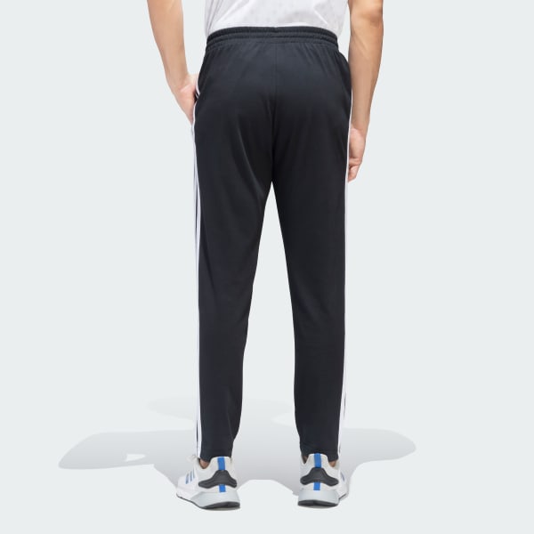 Black 3 Stripes Single Jersey Tapered Open Hem Pants