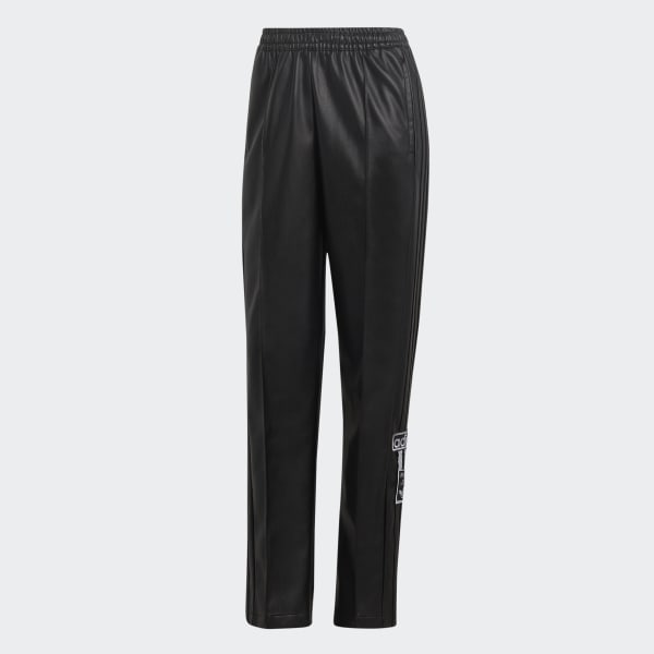 Black Faux Leather Adibreak Joggers ELM77