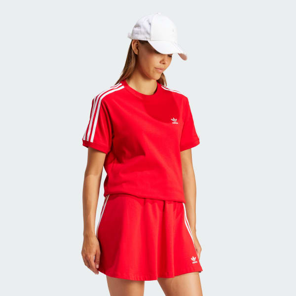 Rot 3-Streifen T-Shirt