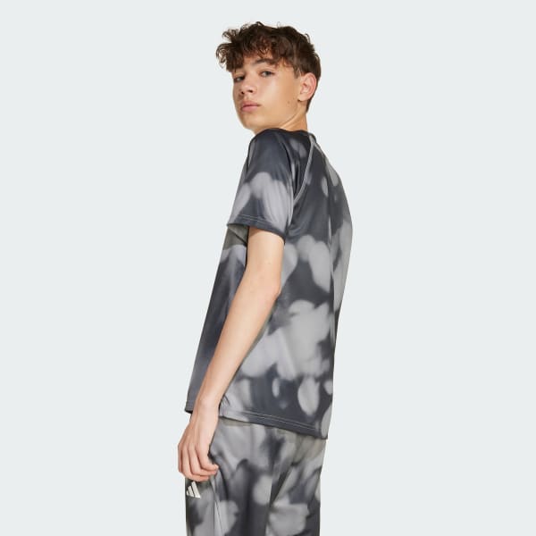 Grey Training T-Shirt With Allover Graphic