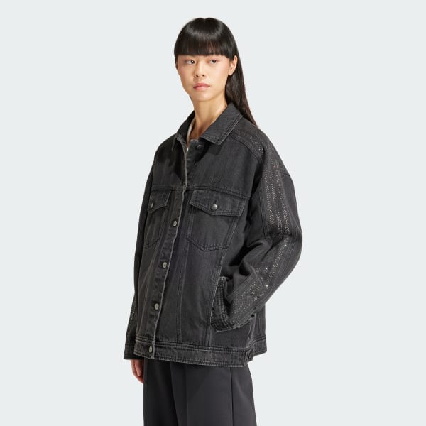 Multicolor Chamarra Tejido Denim Embellished Oversized