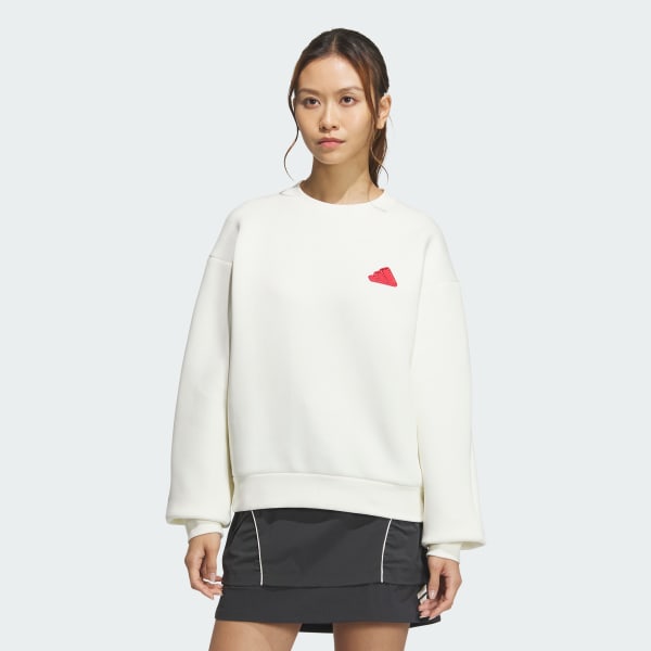 สีขาว สเวตเตอร์คอกลม CNY