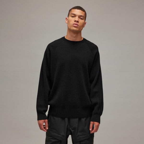 Black Y-3 Logo Knit Crew Sweatshirt