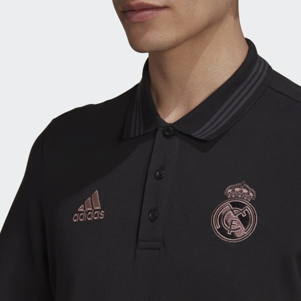 Czerń Real Madrid 3-Stripes Polo Shirt IR453
