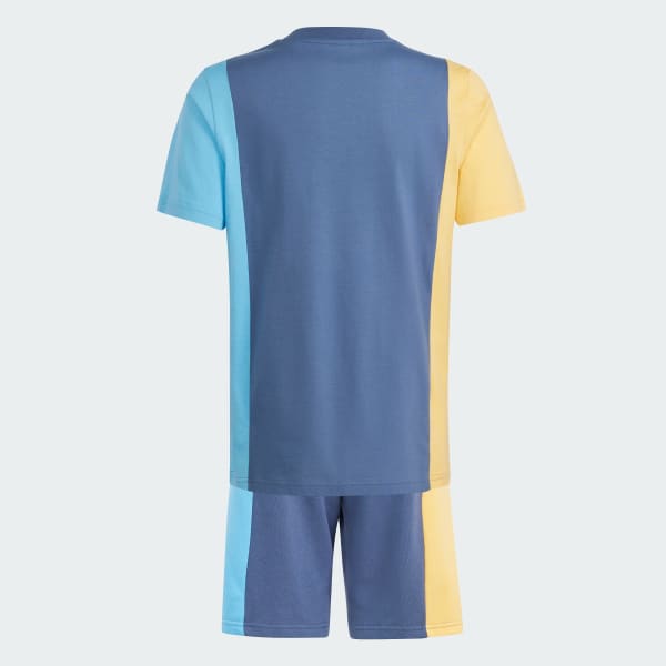Azul Conjunto de Playera Essentials Colorblock Kids