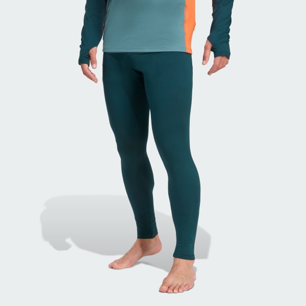 สีเขียว กางเกงรัดรูปเบสเลเยอร์ผ้าสังเคราะห์หลายชนิด