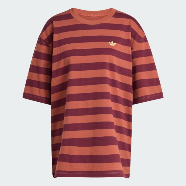 Burgundy ADIDAS ORIGINALS ATHL DEPT STRIPED SHORTSLEEVE TEE