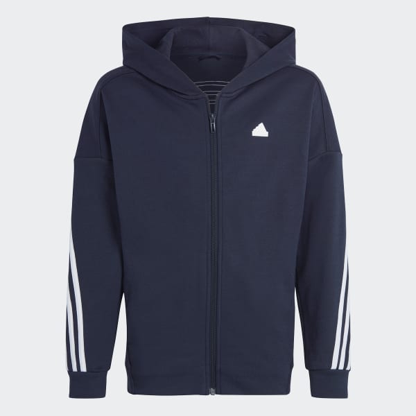 Μπλε Future Icons 3-Stripes Full-Zip Hooded Track Top