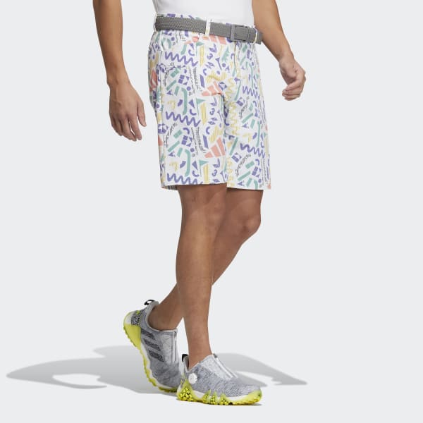 White Graphic Golf Shorts