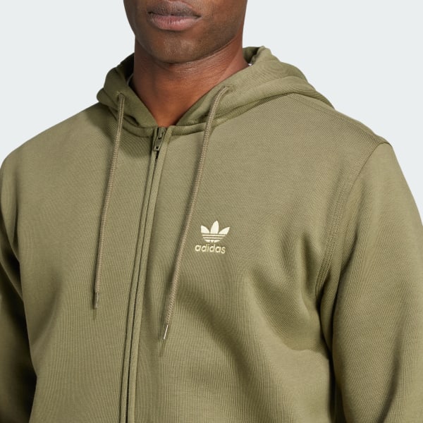 adidas Trefoil Essentials Full-Zip Hoodie - Green | adidas UK