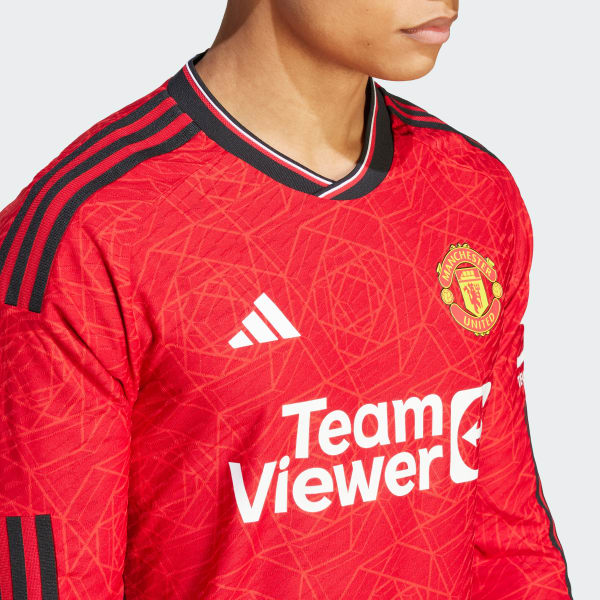 Manchester United No12 Smalling Red Home Long Sleeves Soccer Club Jersey