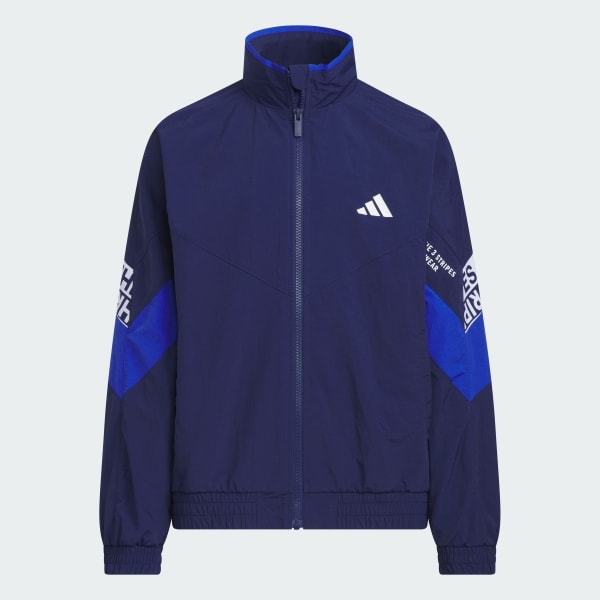 ブルー ワーディングパック ルーズフィット しわ加工 ナイロンジャケット キッズ