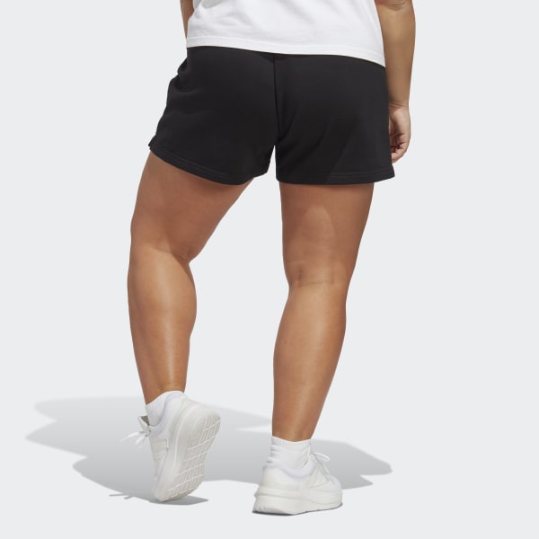 Black Essentials Linear French Terry Shorts (Plus Size)