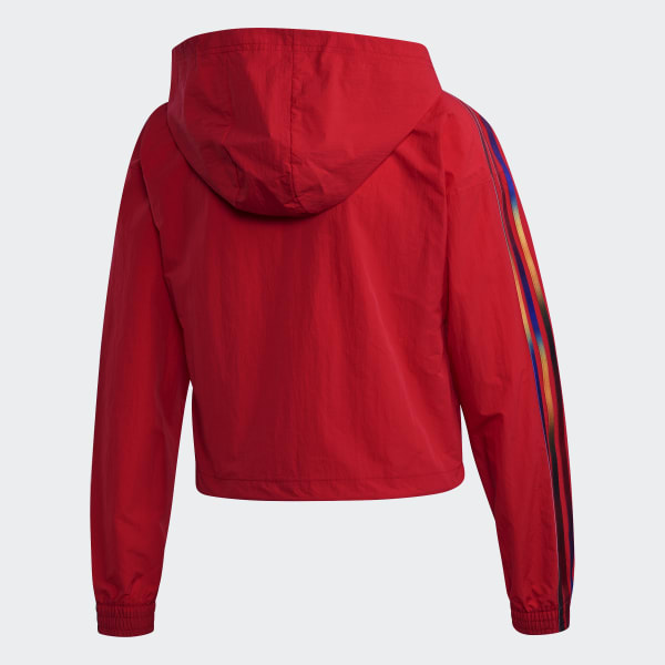 Red adidas crop best sale top