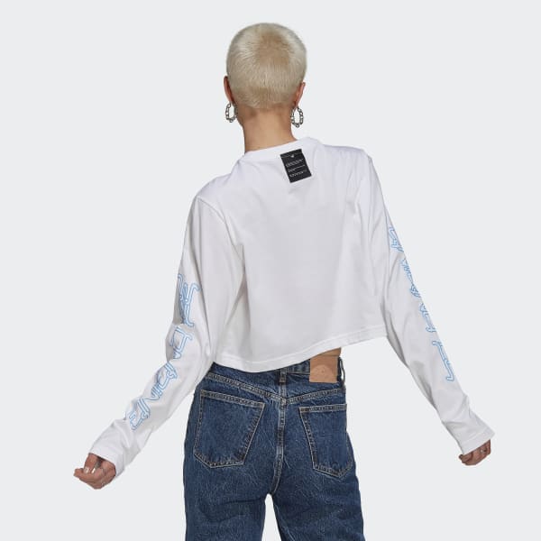 White Long Sleeve Crop Tee