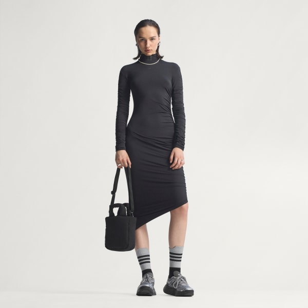 Black Ruched Maxi Dress