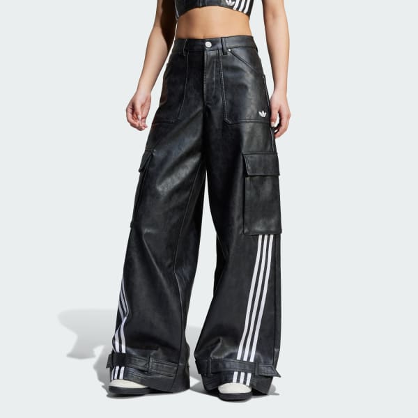 新品同様 Adilenium adidas Season Black - Pants Leather Faux Vintage 3 パンツ