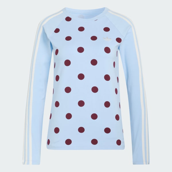 Azul CAMISETA CON LUNARES AJUSTADA MANGA LARGA