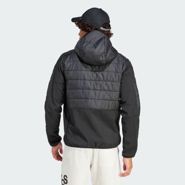 noir Veste hybride à capuche isolante Essentials 3 bandes